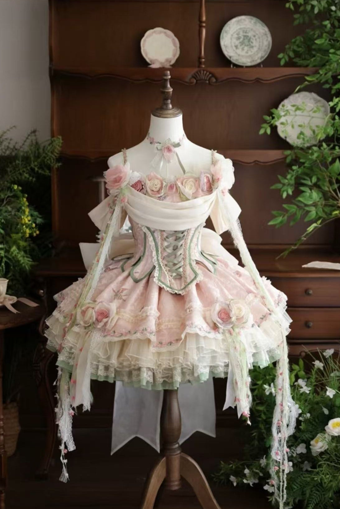 Spring Ivy Vines Lolita Corset & Skirt Set