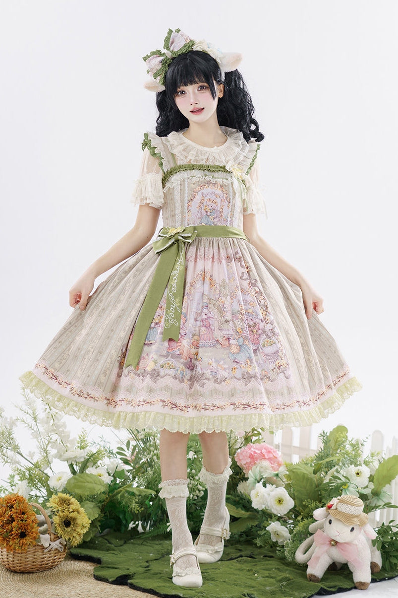 Spring Sheep Pastoral Lolita Printed JSK Dress