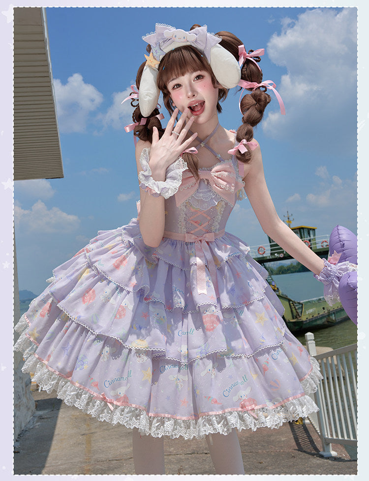Cinnamoroll Ocean Theme Collaboration Series Lolita Purple JSK & OP Set
