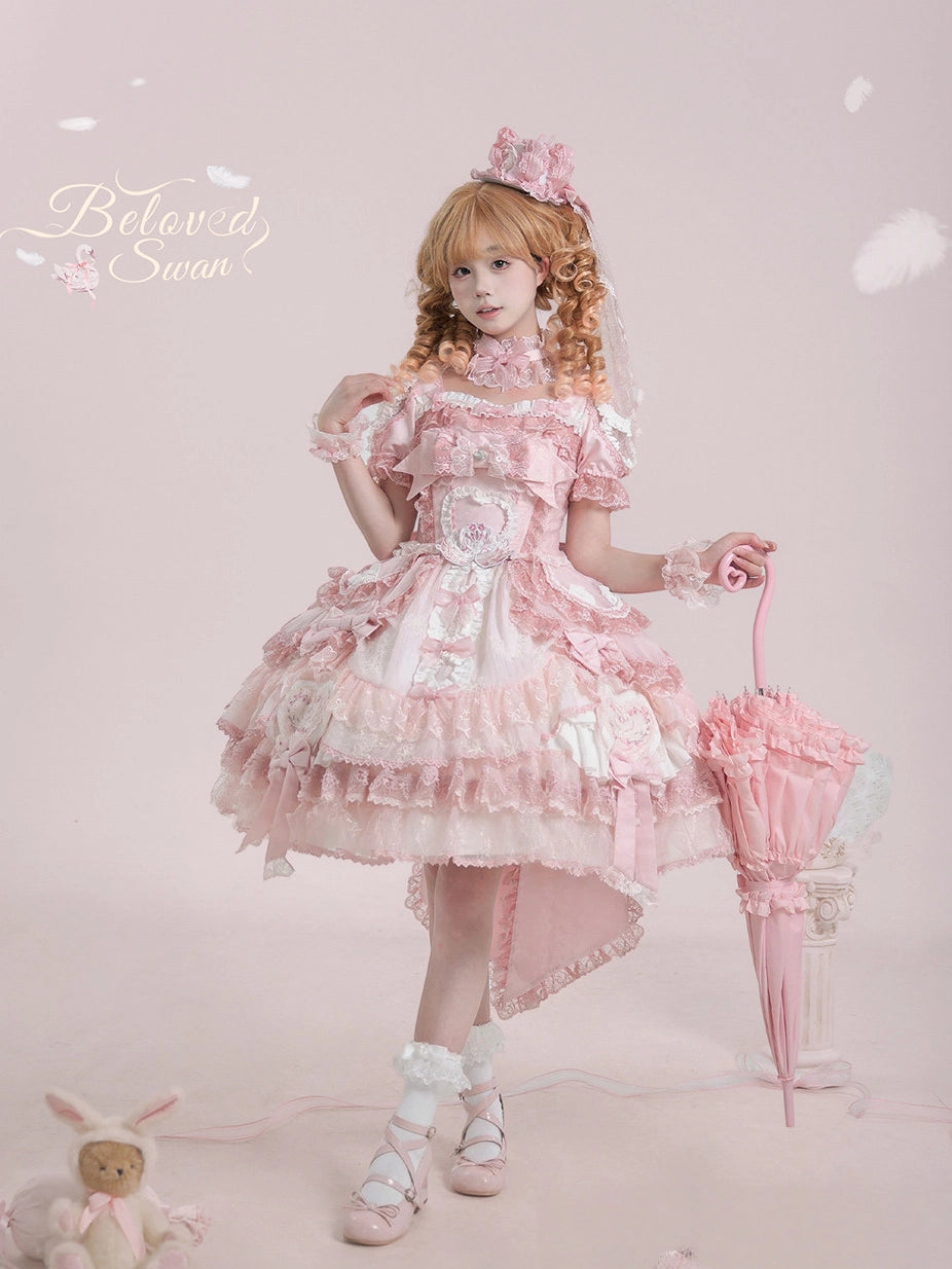 Beloved Swan Gorgeous Sweet Pink Lolita JSK & OP Dress