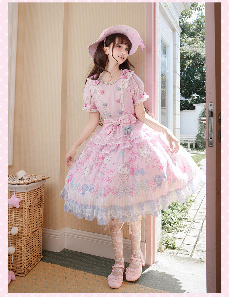 Hello Kitty Bow Theme Collaboration Series Lolita JSK & OP Set