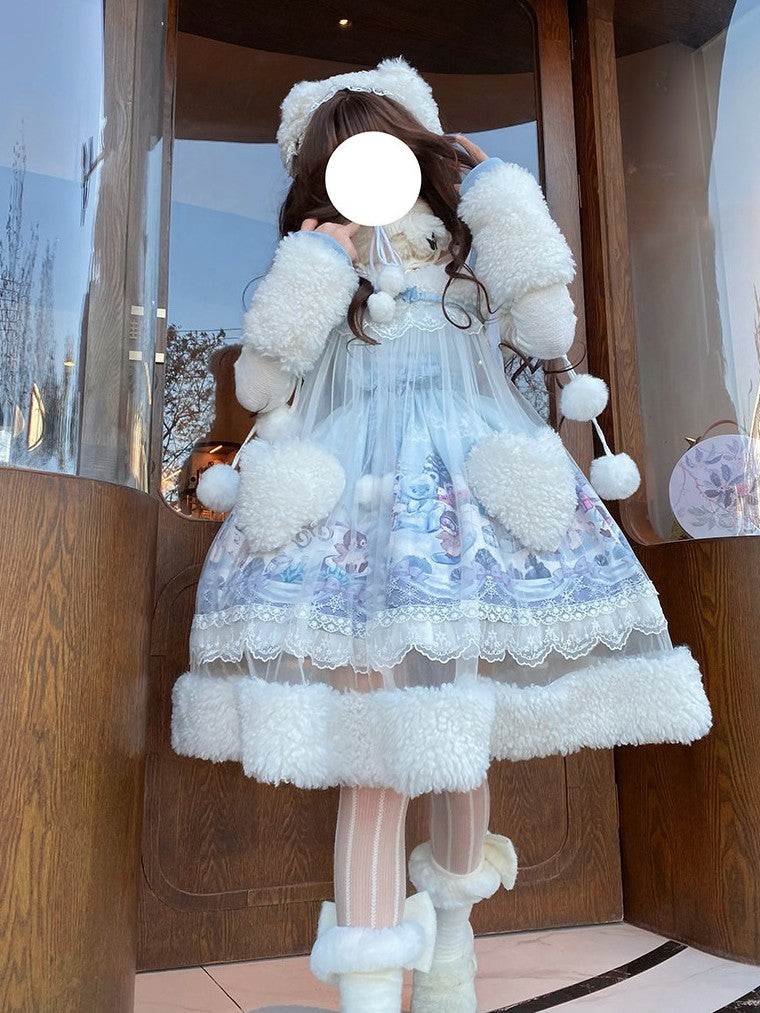 Penguin Snowball Cute Sweet Lolita Blue JSK Dress