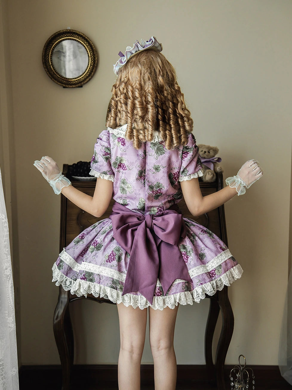 Purple Grape Manor Lolita Original Pastoral Style OP Dress