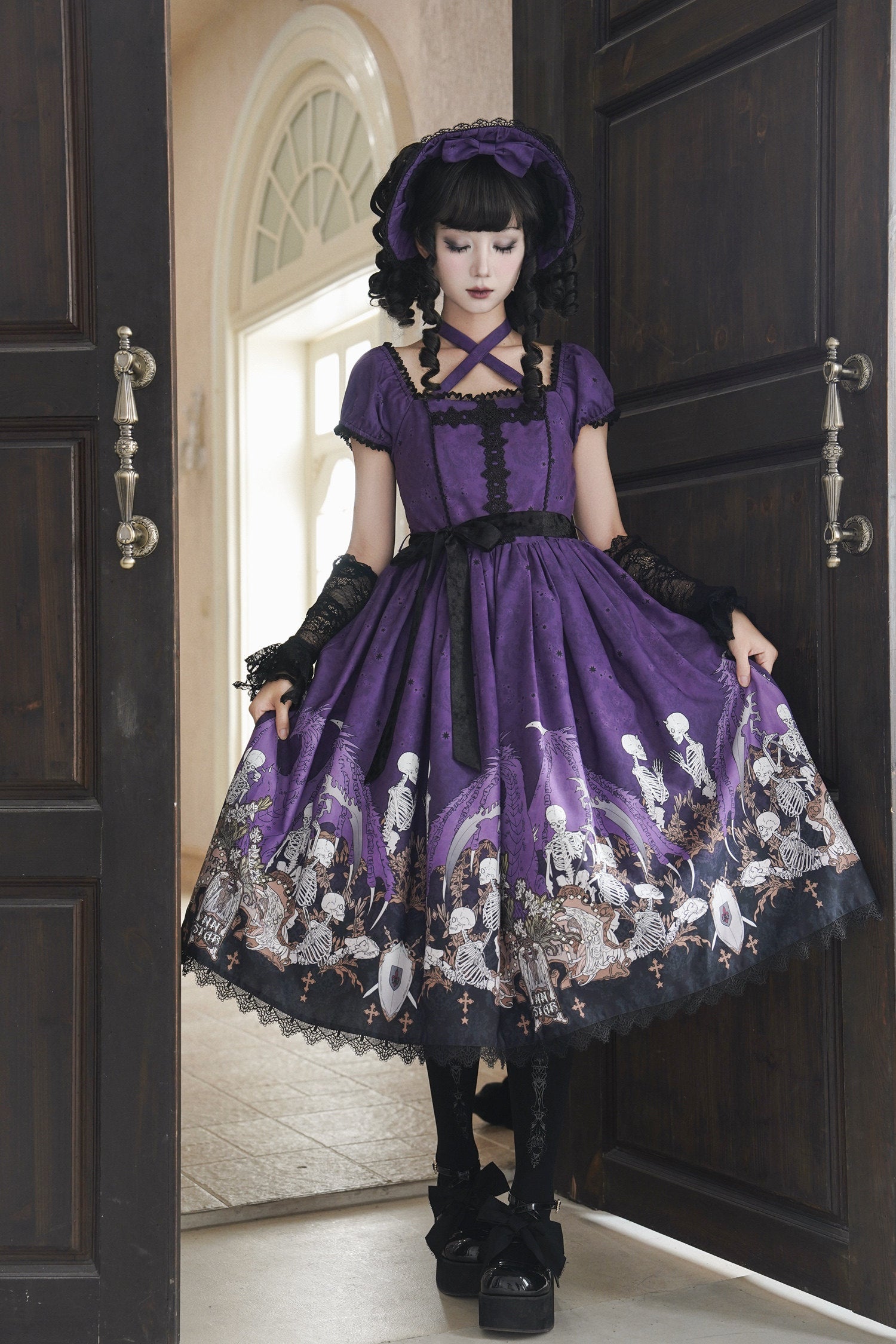 Dragon Bone Lily Lolita Gothic Purple OP Dress