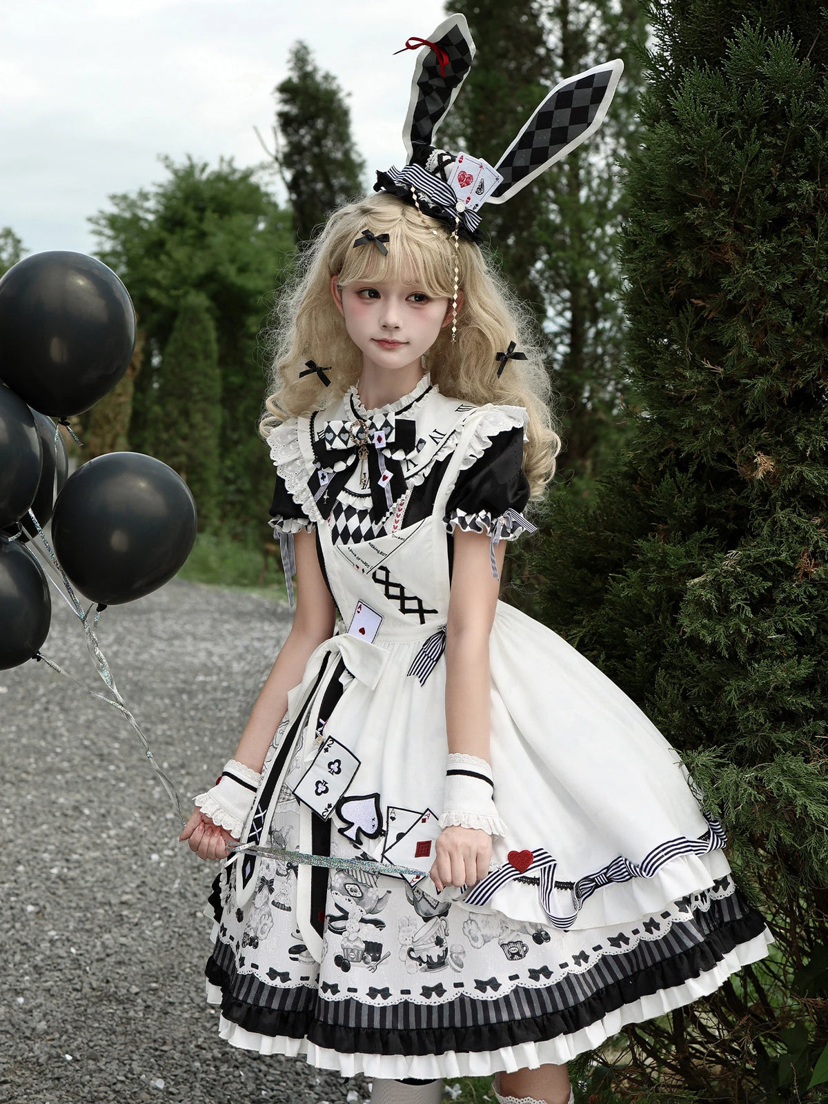 Alice Tea Party 2.0 Original Fairy Tale Style Lolita Black OP Dress Set