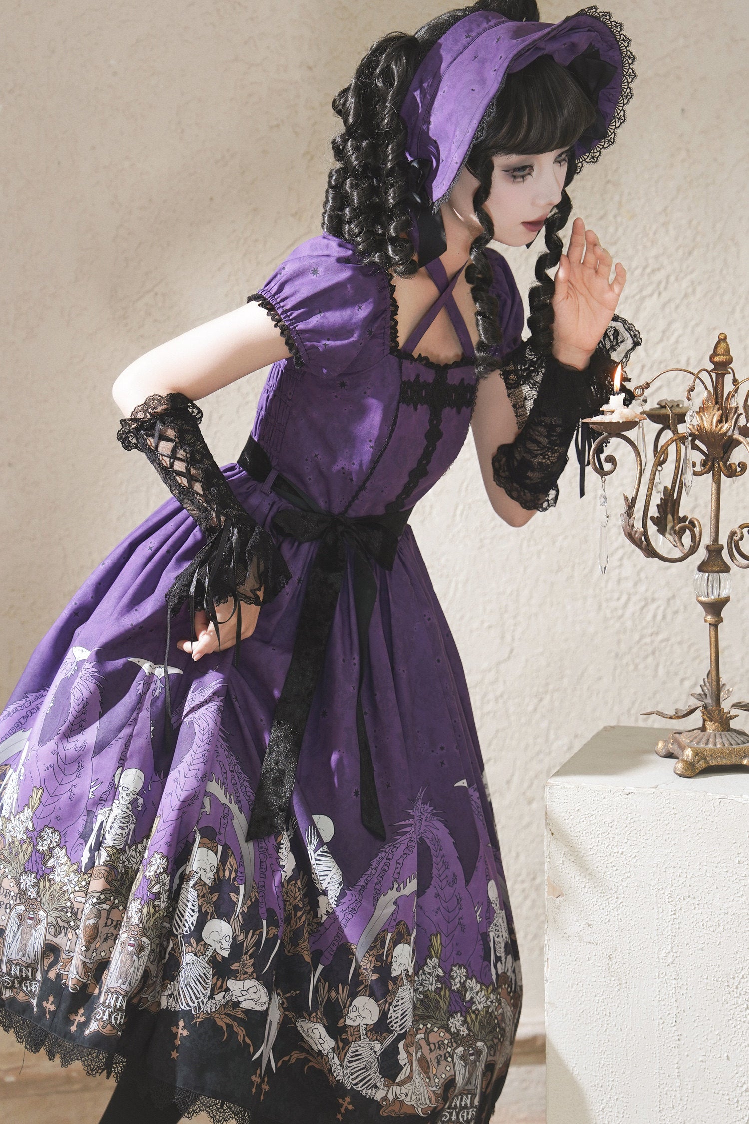 Dragon Bone Lily Lolita Gothic Purple OP Dress