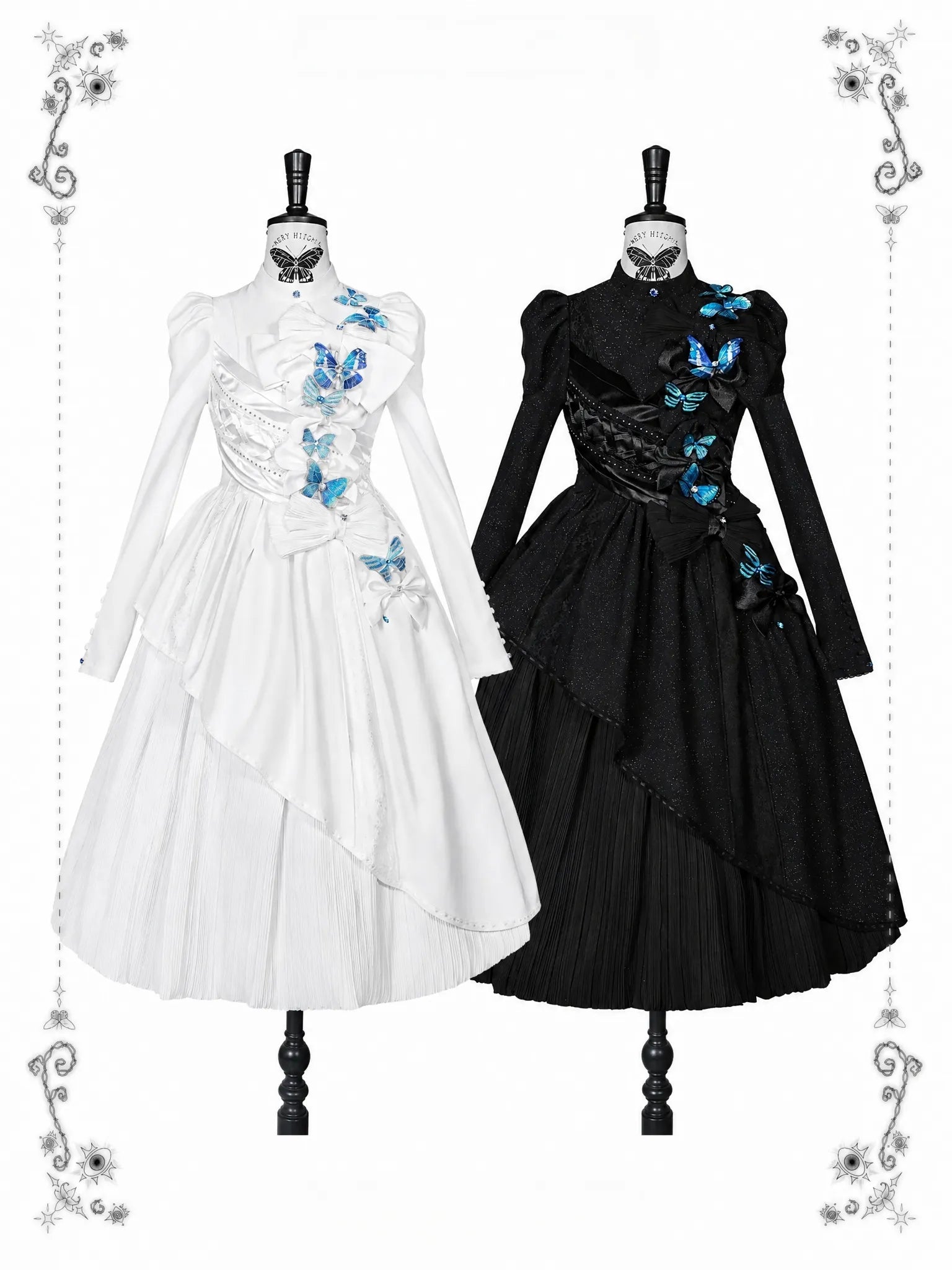 Cabinet Of Curiosities II Dark Gothic Butterfly Long Stand Collared OP Dress
