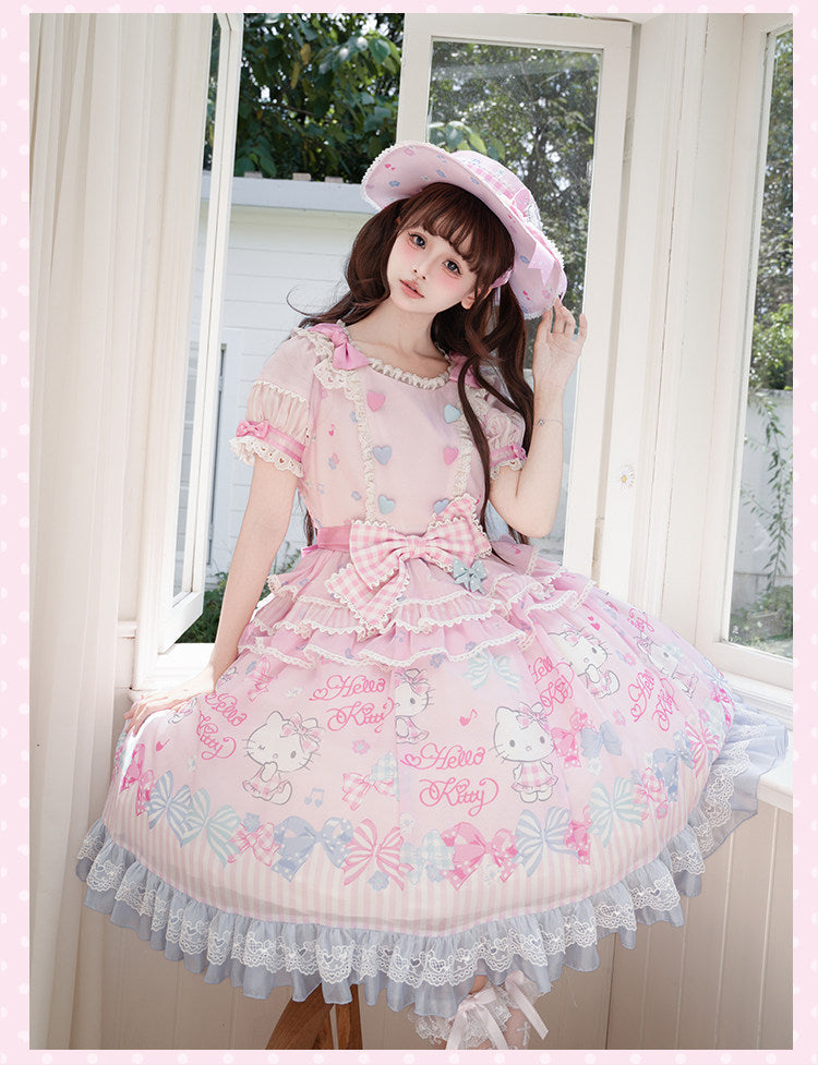 Hello Kitty Bow Theme Collaboration Series Lolita JSK & OP Set