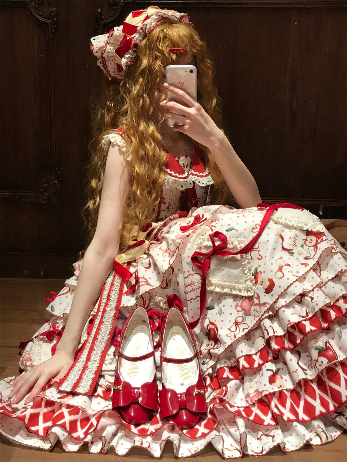 Apple Layered Knot Sweet Lolita Pastoral Girl Dress Set