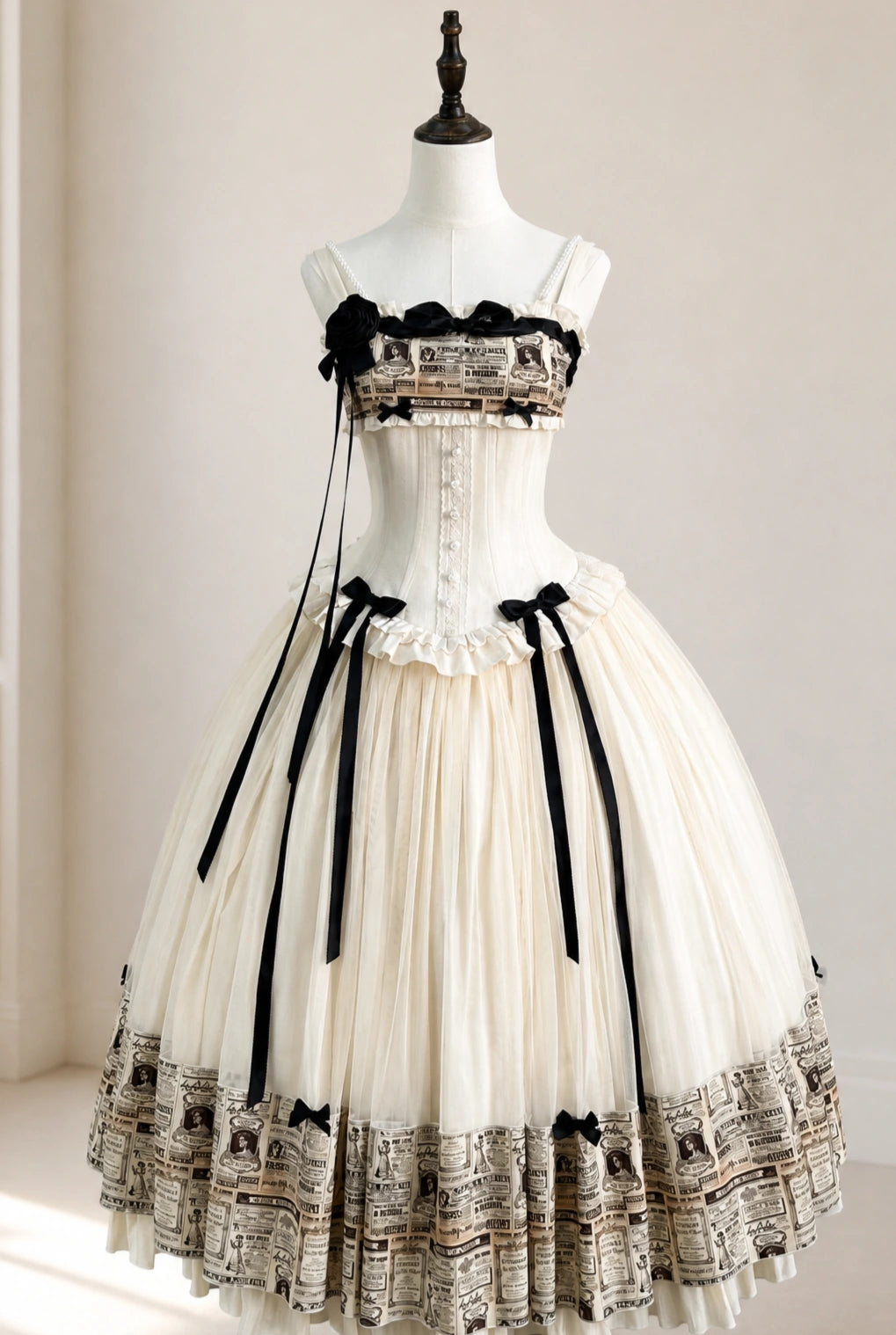 Letter from London White Newspaper Print Classic Lolita JSK Dress