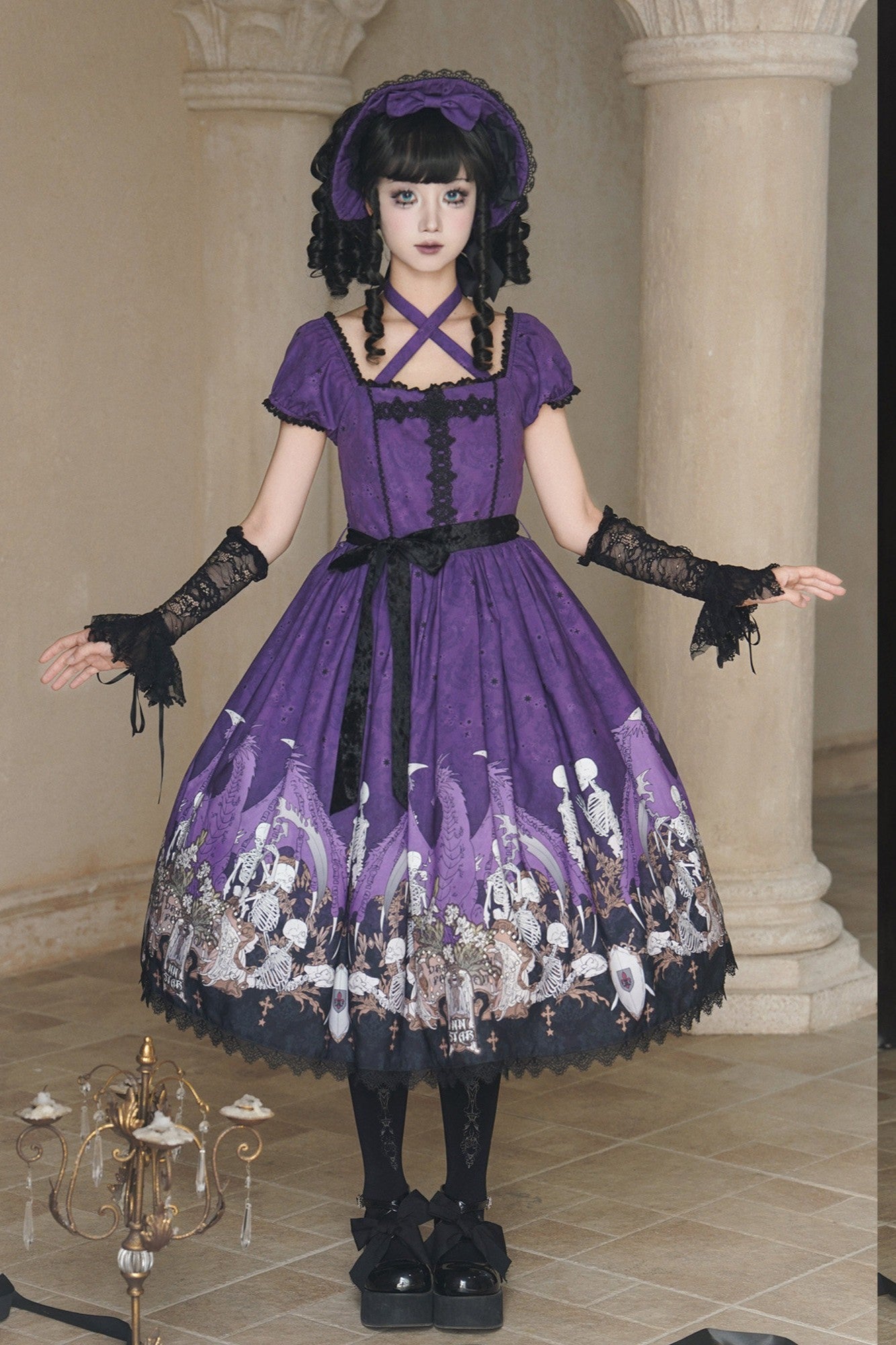 Dragon Bone Lily Lolita Gothic Purple OP Dress