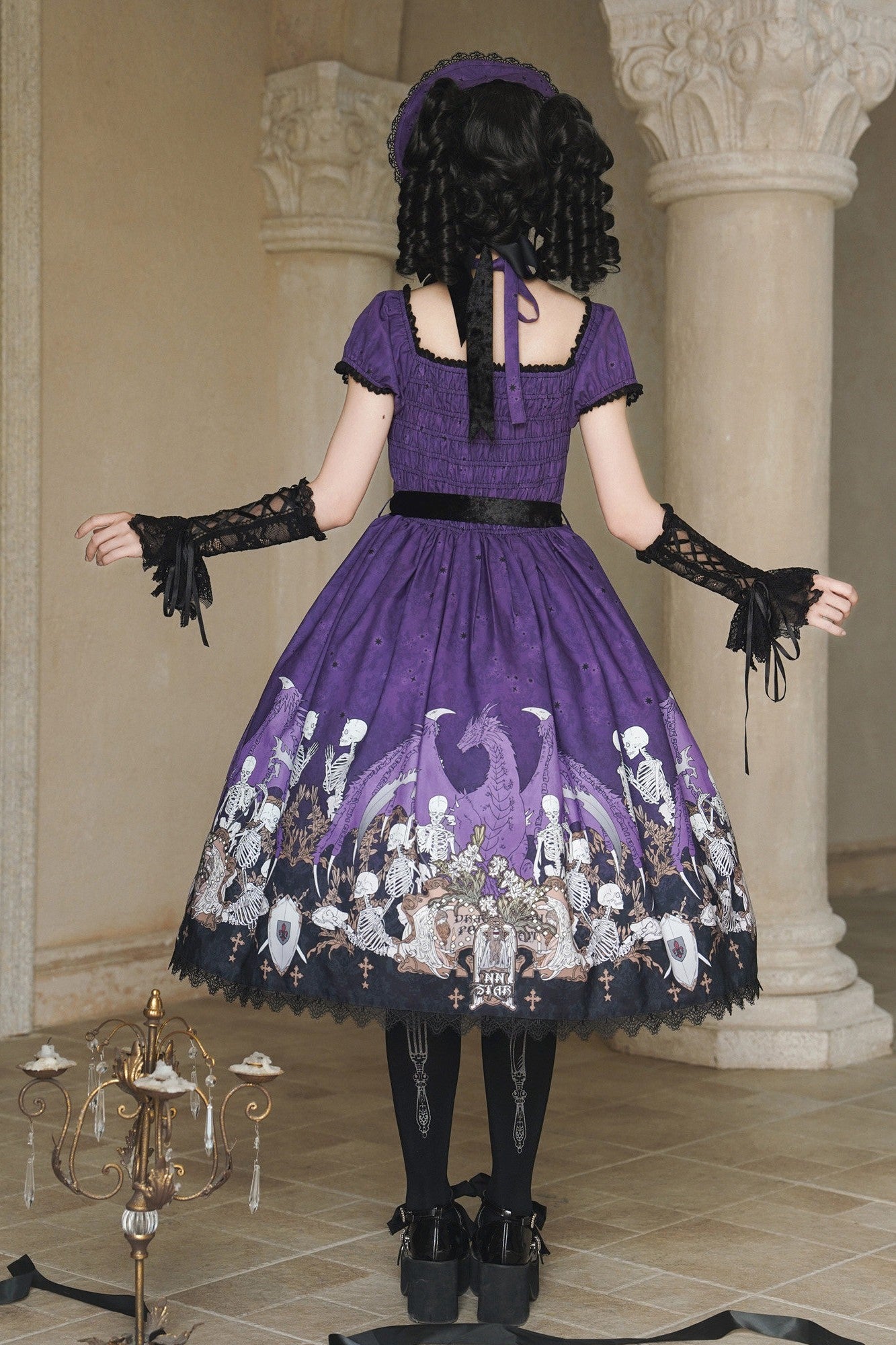 Dragon Bone Lily Lolita Gothic Purple OP Dress
