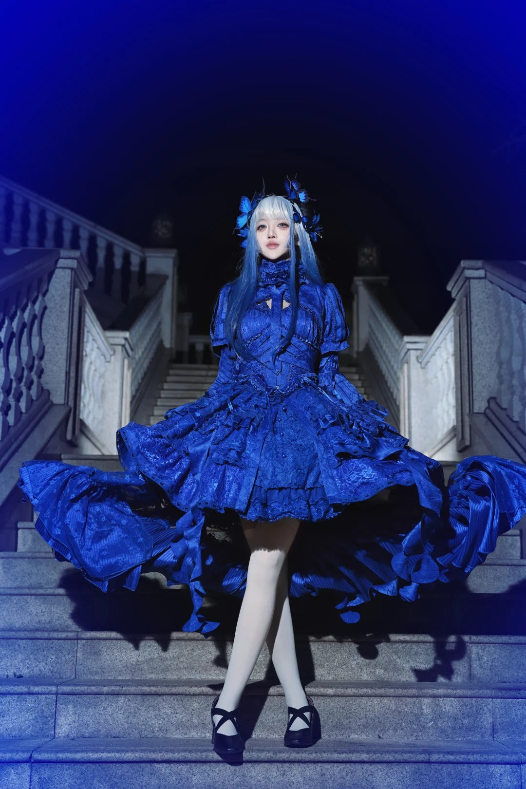Caliburn Sword in Stone Gothic Red Blue Lolita JSK Full Set
