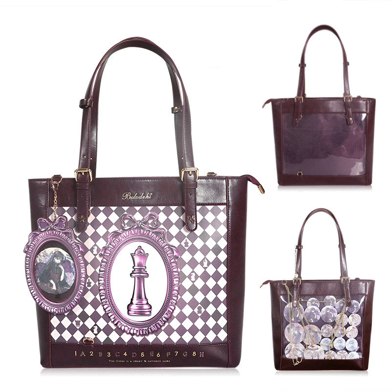 Chessboard Lolita Argyle Illustrated Tote Ita Bag