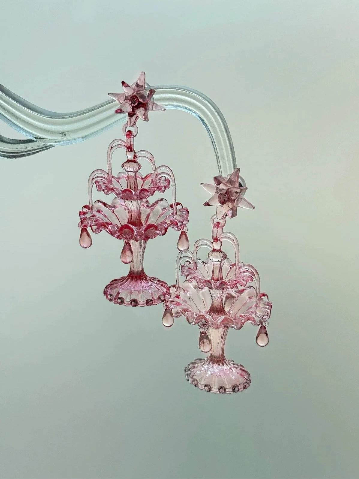 Fountain 3D‑Printed S925 Sterling Silver Earrings
