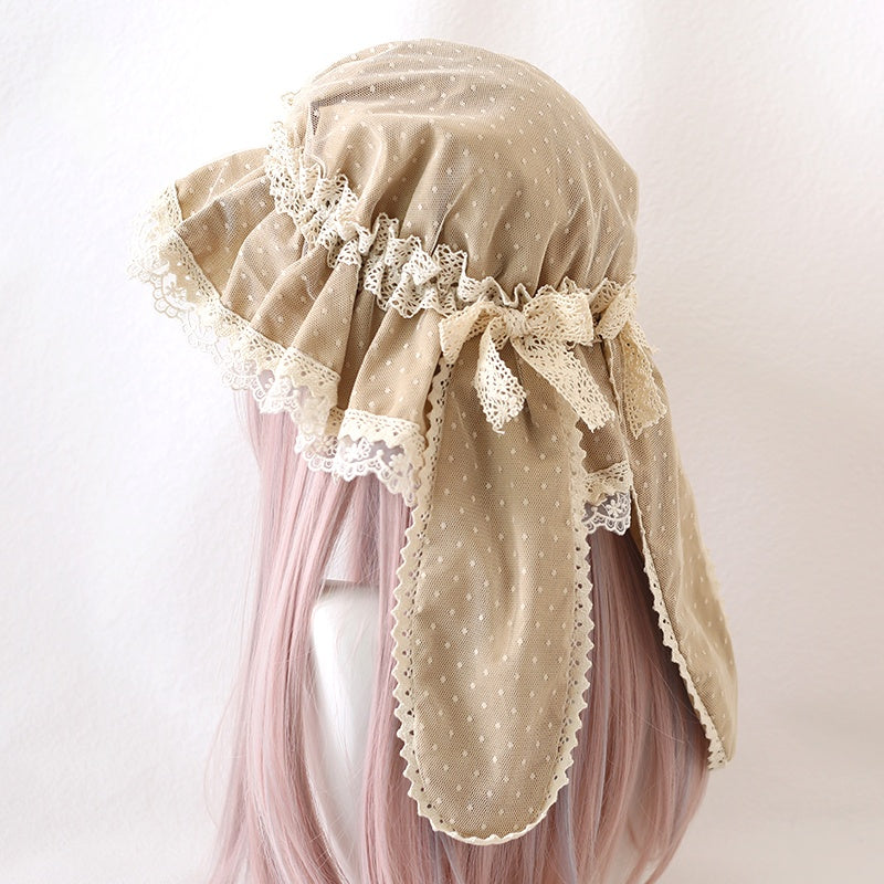 Retro Detachable Bunny Ear Lace Hat LA1013