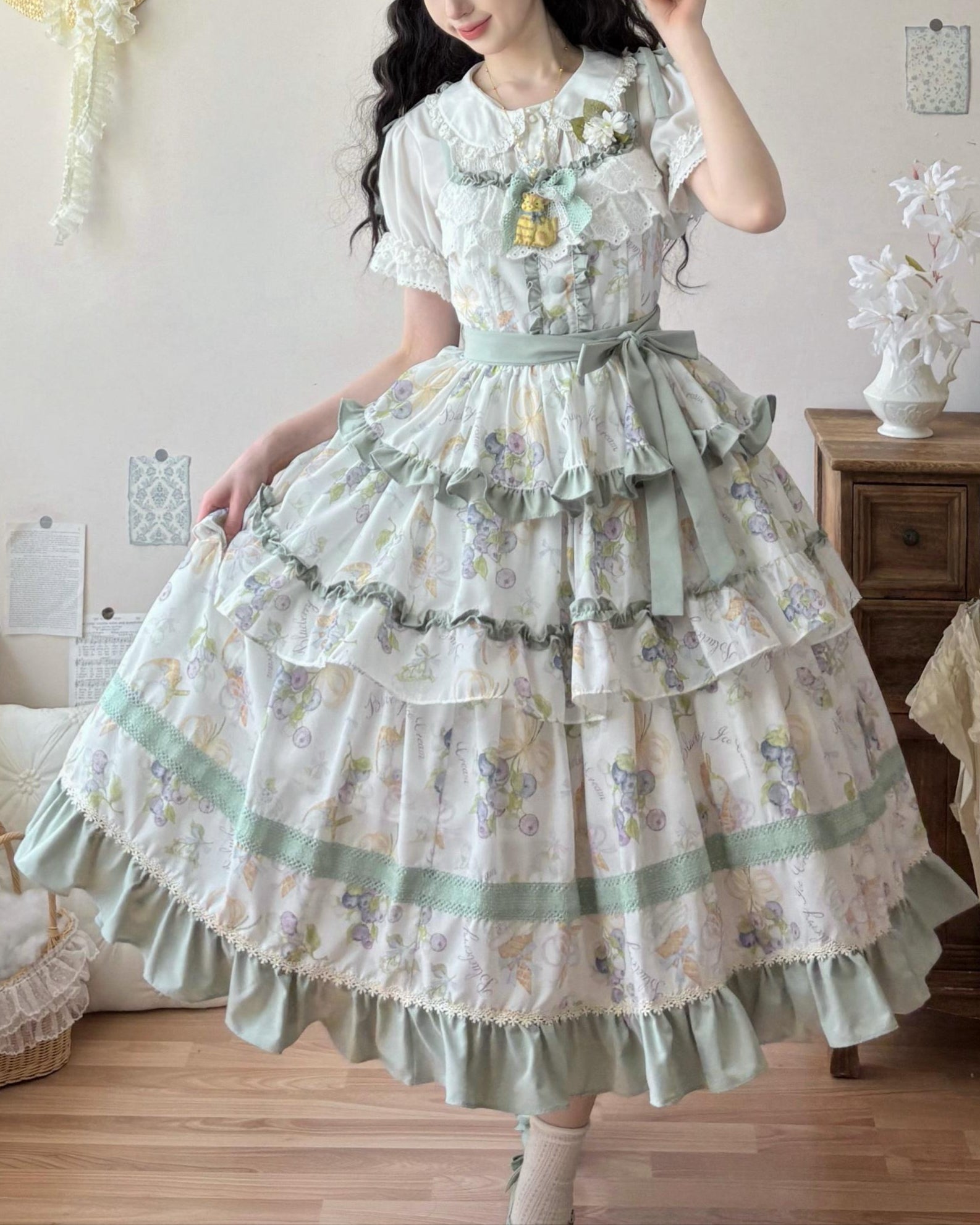 Lolita Blueberry Print Voluminous JSK LC1008