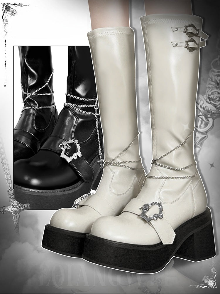 Lolita Spicy Girl Cross Motif Y2K Platform Boots LE5028