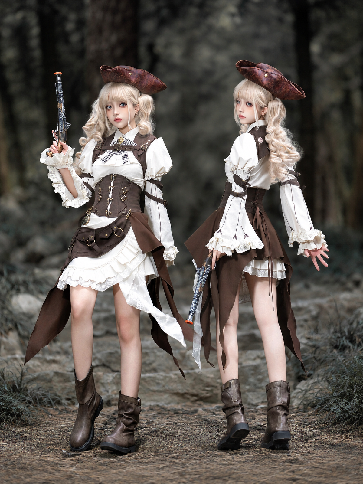 Time Vessel Vintage Gothic Pirate‑Style Lolita Set