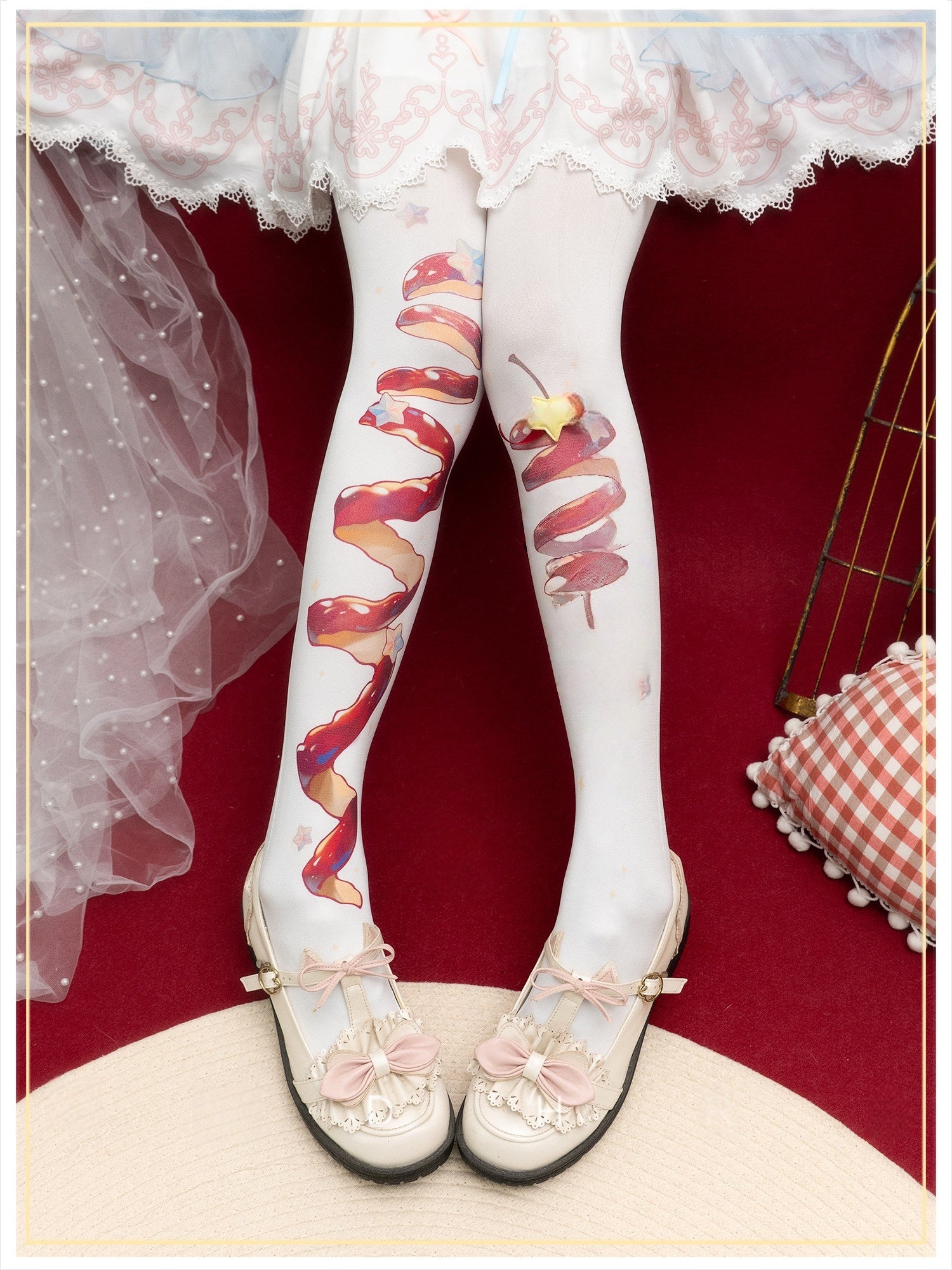 Peaceful Christmas Lolita Printed Tights