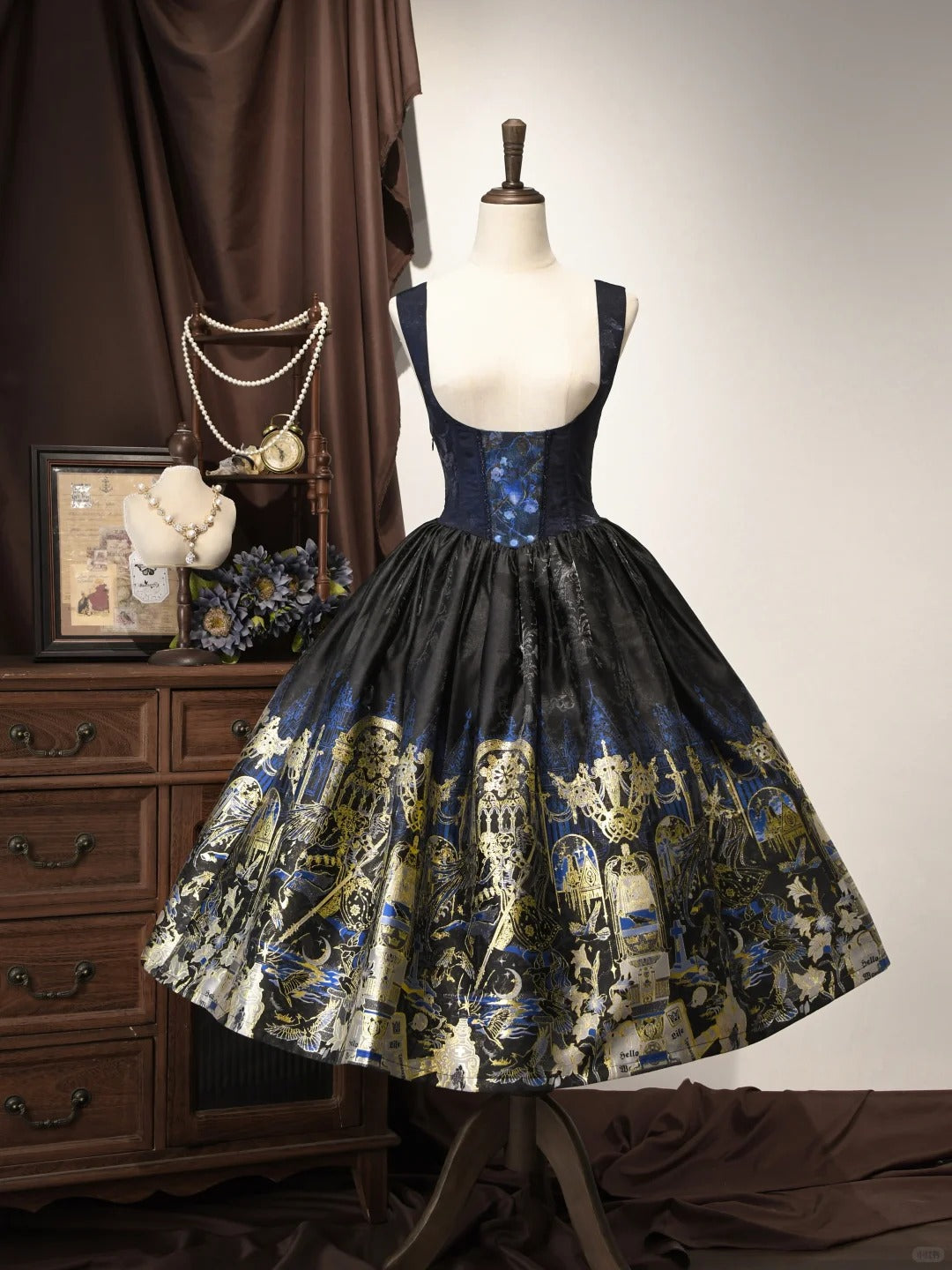 Tale of the Raven Goddess Original Gothic Lolita JSK/OP Dress