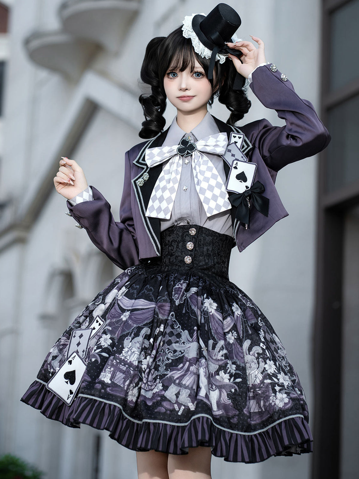 Purple Mirror Lolita Gothic Academic Halloween Dress Set