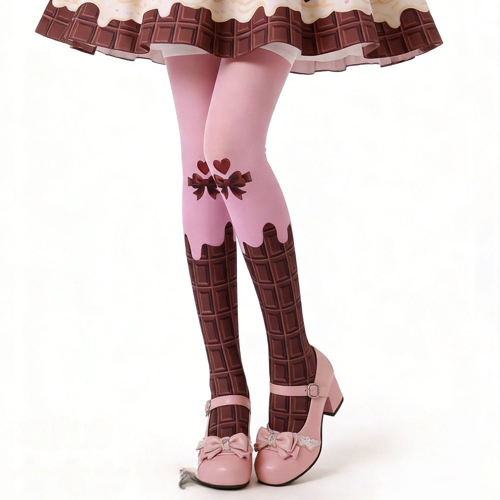 Sweet Chocolate Printed Lolita Tights