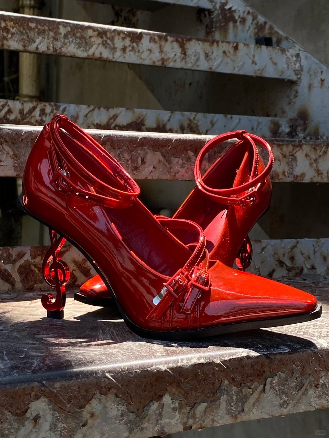 Deadly Crescendo 8cm Musical‑Note Stiletto Gothic Heels