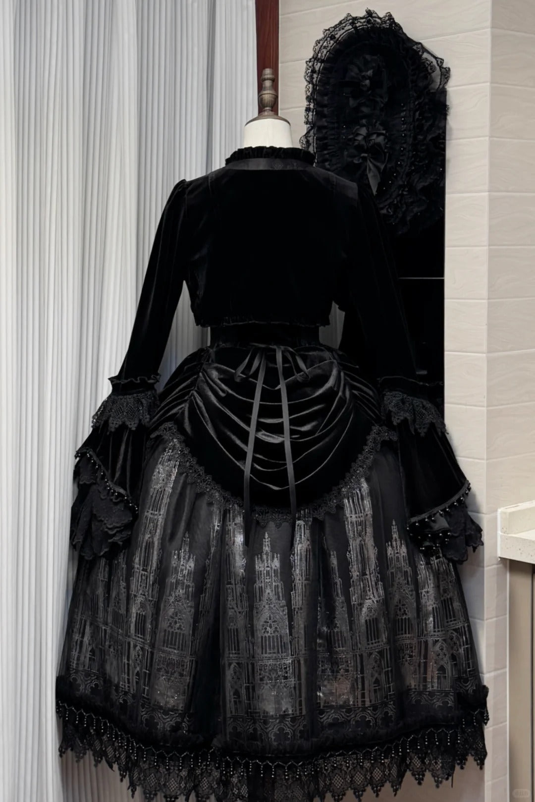Gothic Cathedral Velvet Lace Corset Lolita JSK and Jacket Set