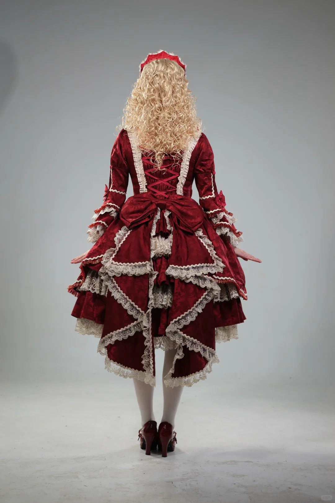 Scarlet Overture Gorgeous Red‑Gold Lolita Bridal Dress