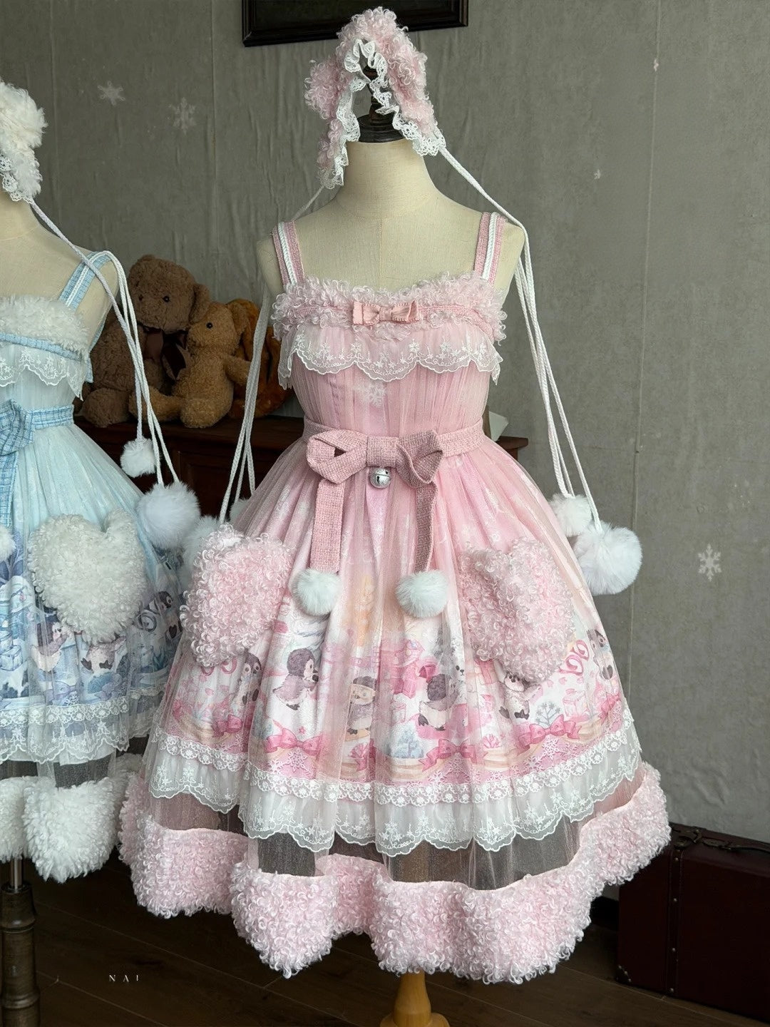Penguin Snowball Cute Sweet Lolita Pink & Black JSK Dress