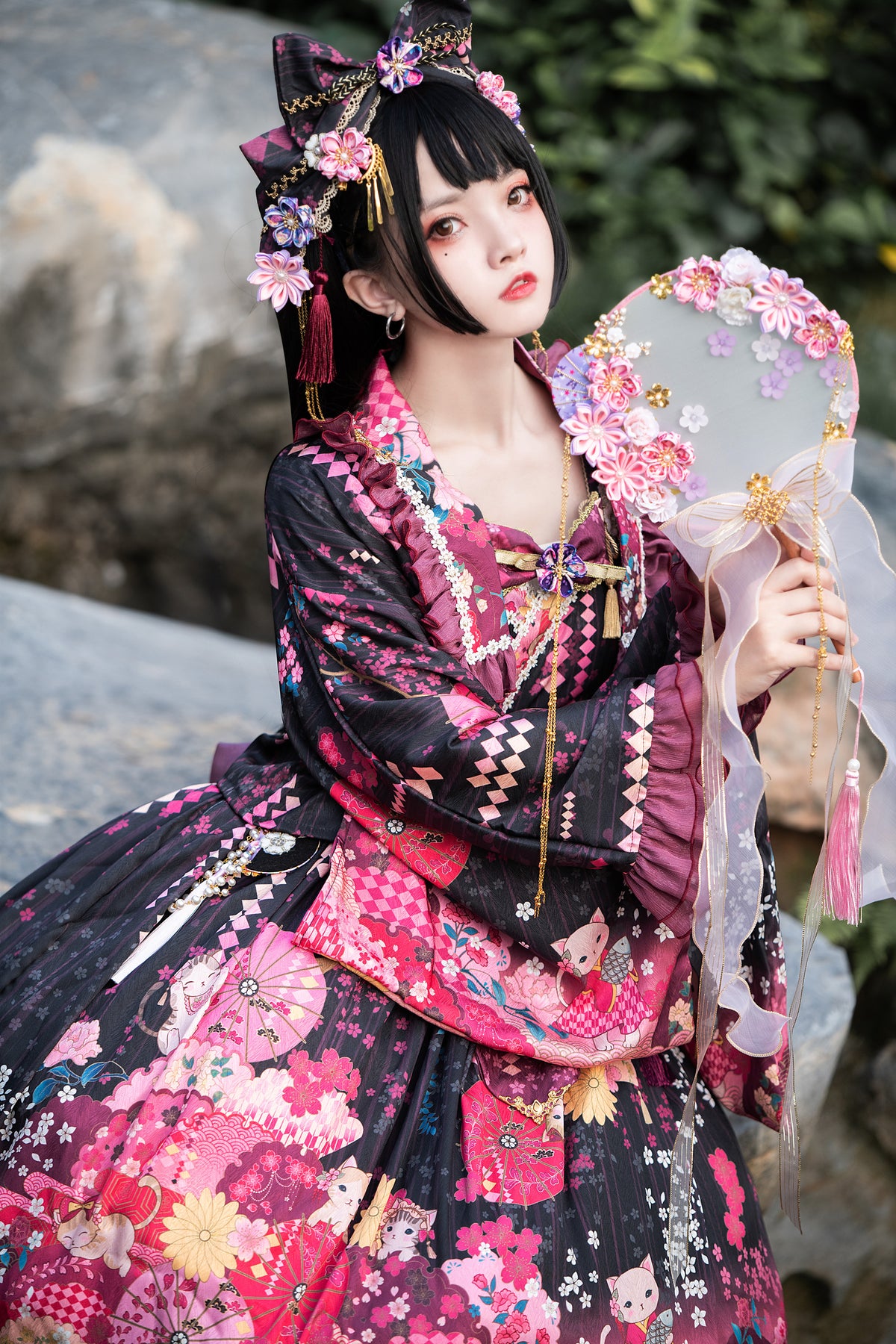 Sakura Cat Isle Lolita Empire Waist Wa-Style JSK Full Set