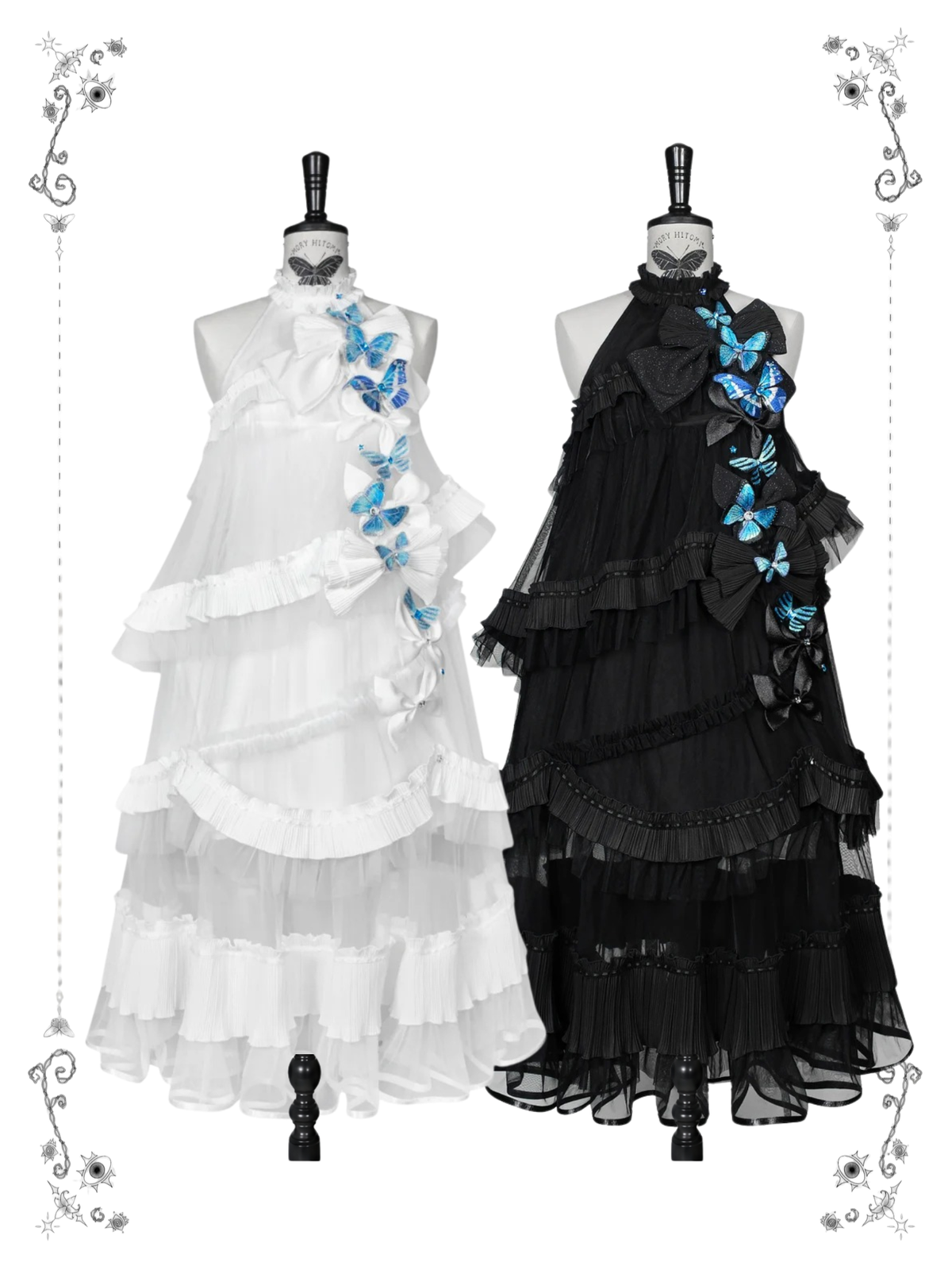 Cabinet Of Curiosities II Dark Gothic Butterfly Halter Neck Dress