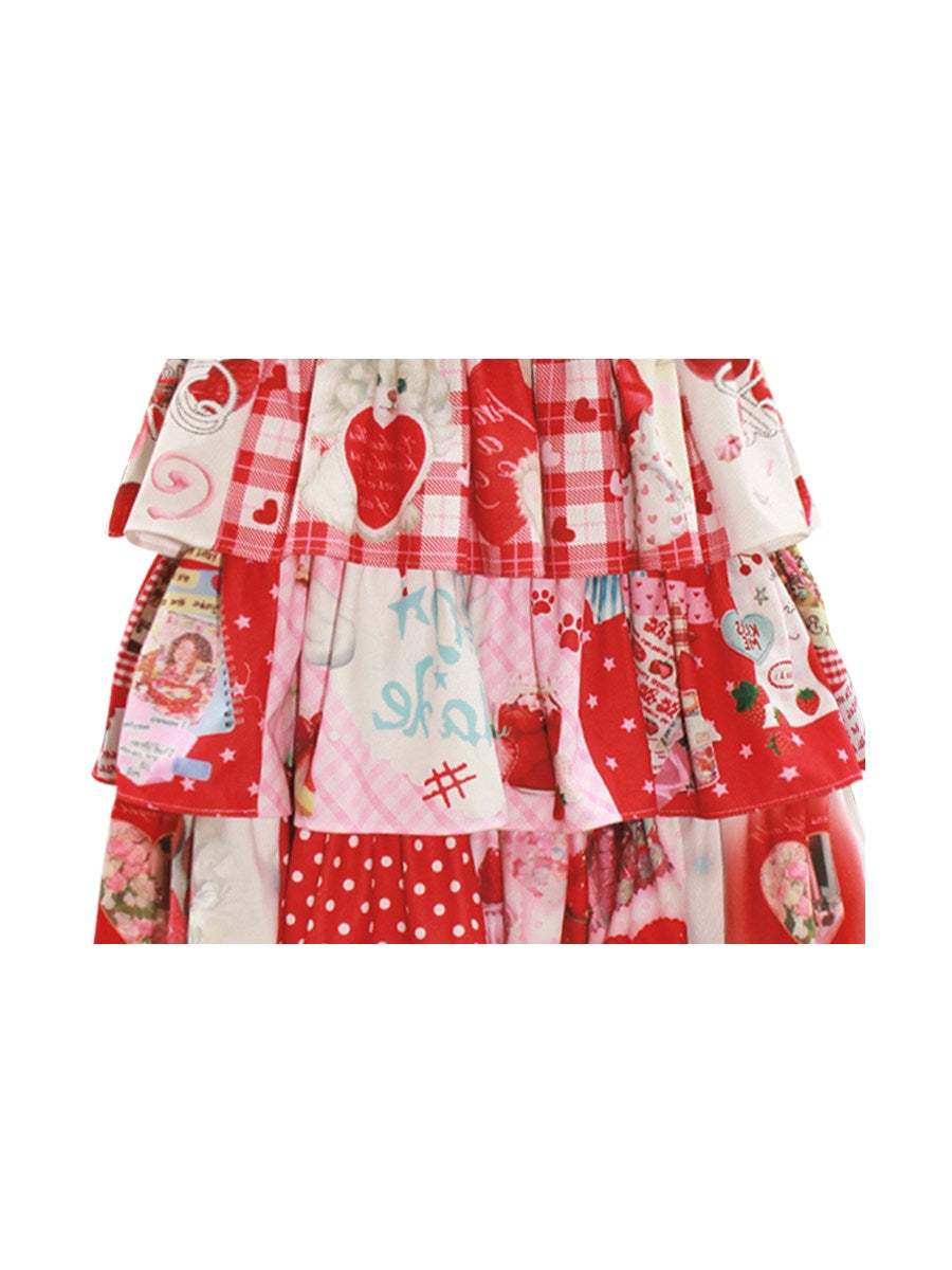 Strawberry Sundae Y2K Style Long Cake Skirt