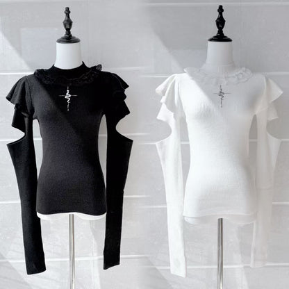Lolita Goth Subculture Mock Turtleneck Knit Top  LR1005