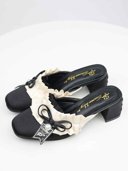 Lolita Sweet French Style Block Heel Mule Shoes