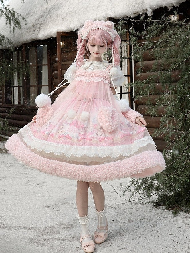 Penguin Snowball Cute Sweet Lolita Pink & Black JSK Dress