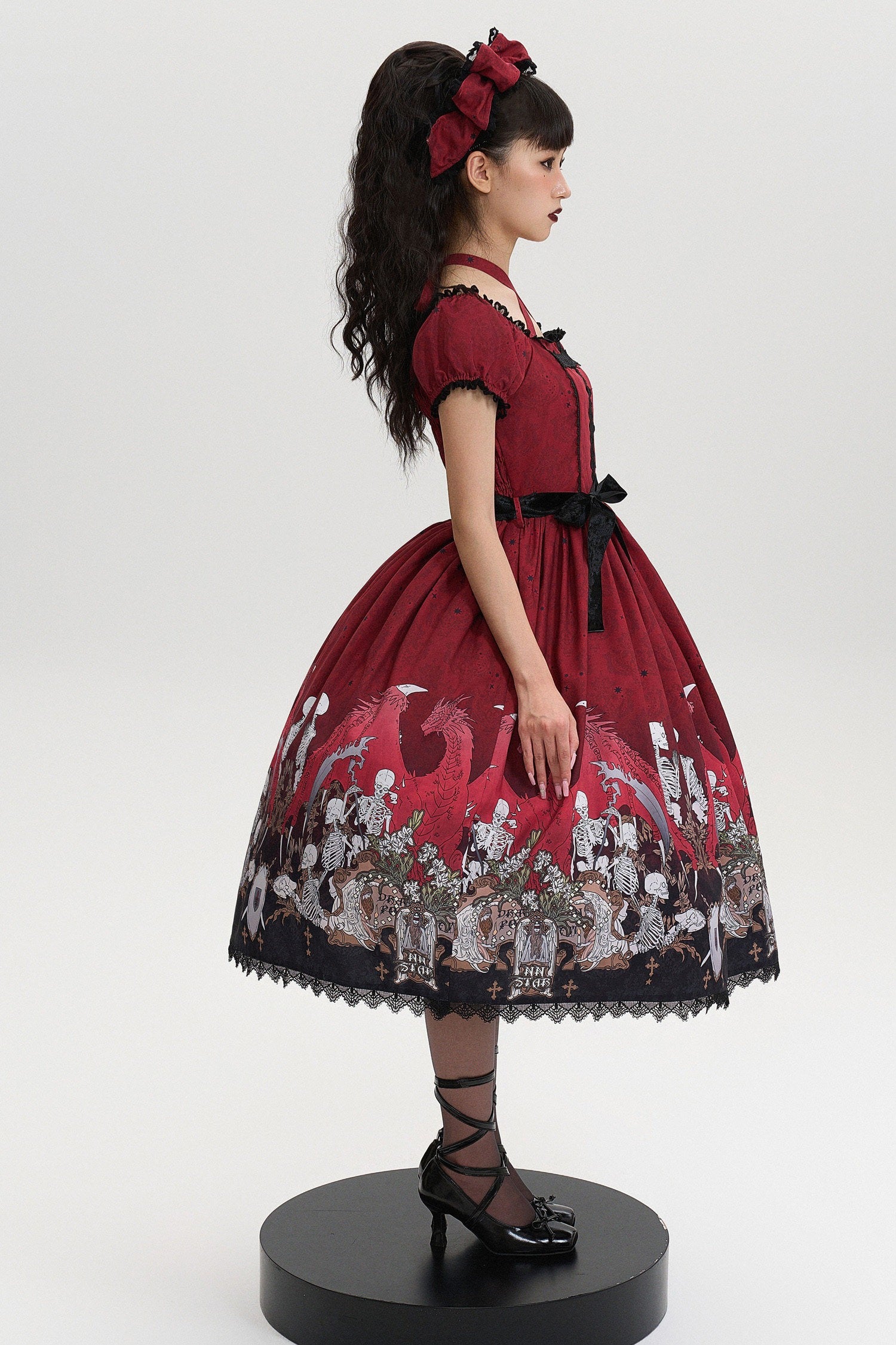 Dragon Bone Lily Lolita Gothic Red OP Dress