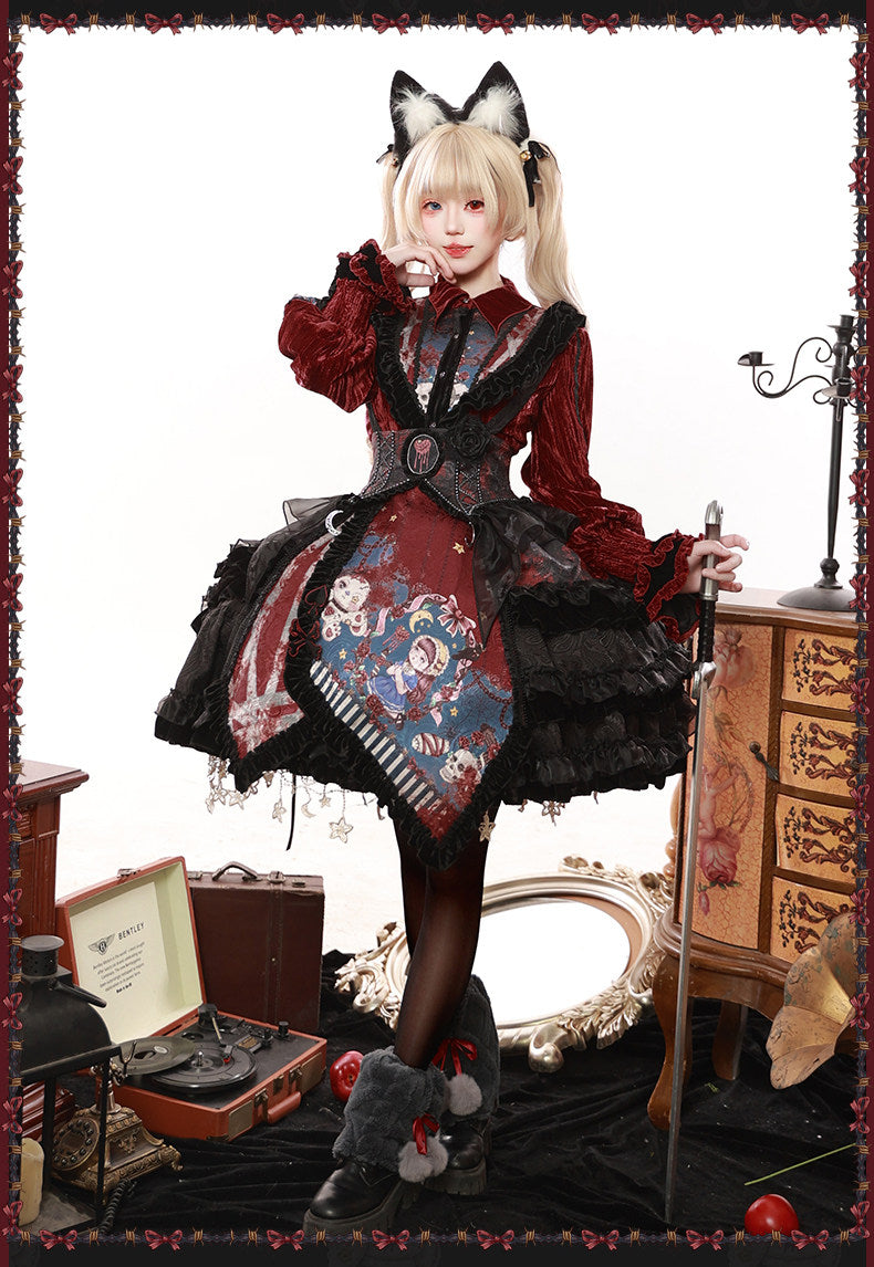 Werewolf Game Dark Gothic Fairy Tale Lolita Blouse & SK Skirt Set