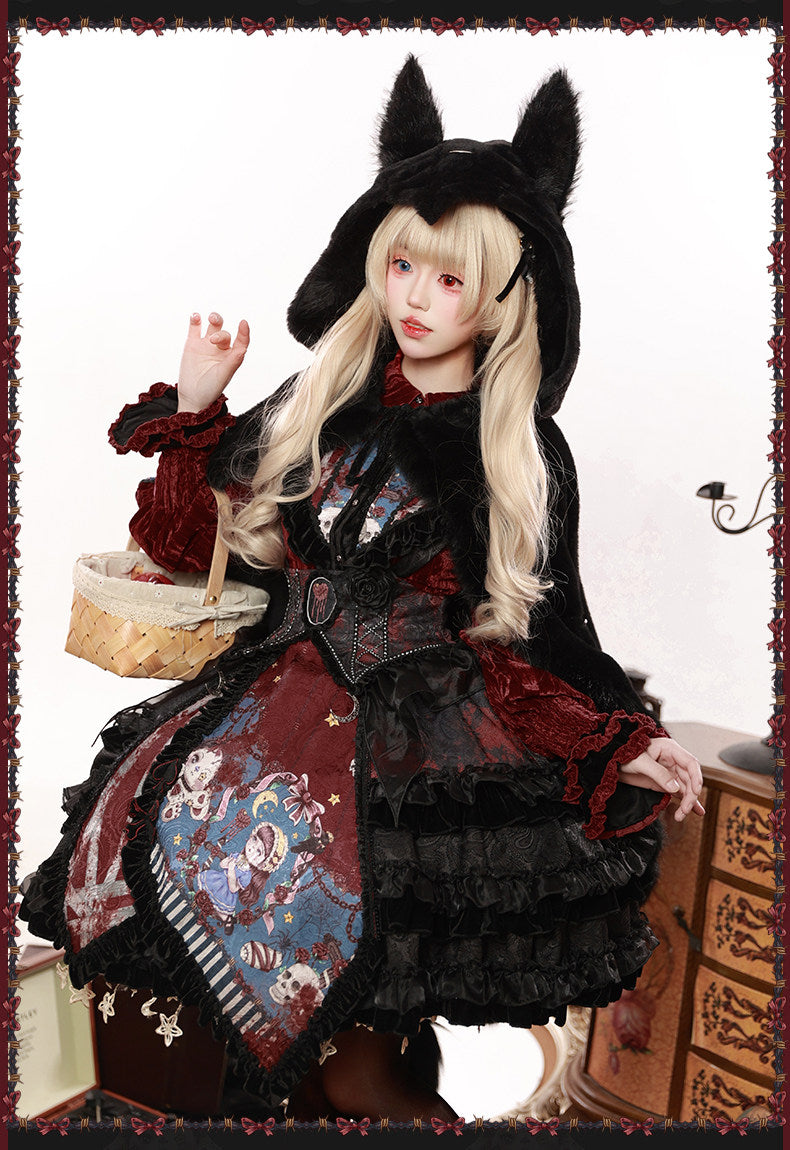 Werewolf Game Dark Gothic Fairy Tale Lolita Blouse & SK Skirt Set