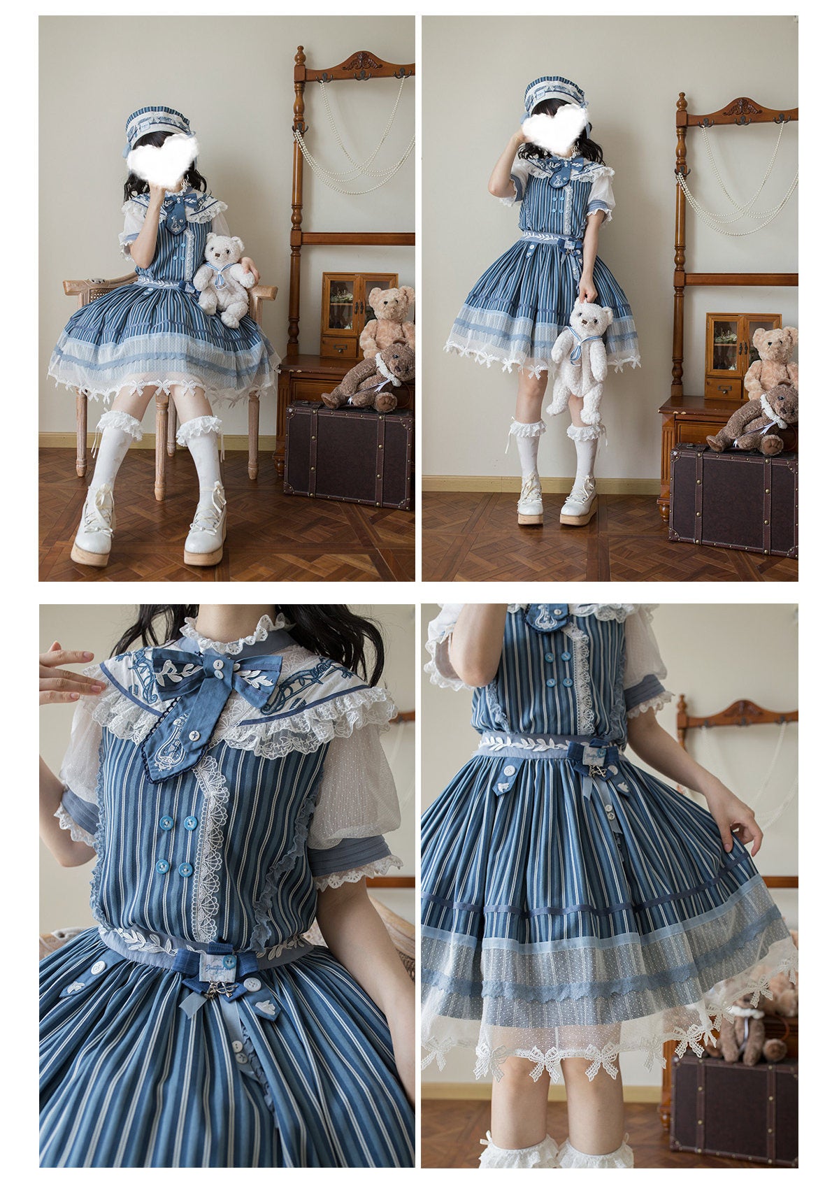 Voyage Apollo Original Sweet Lolita Striped OP/JSK Dress