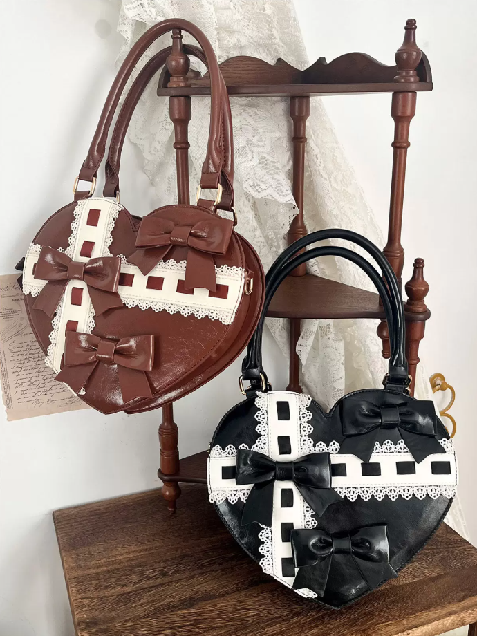 Heart Gift Box Lolita Brown & Black Handbag