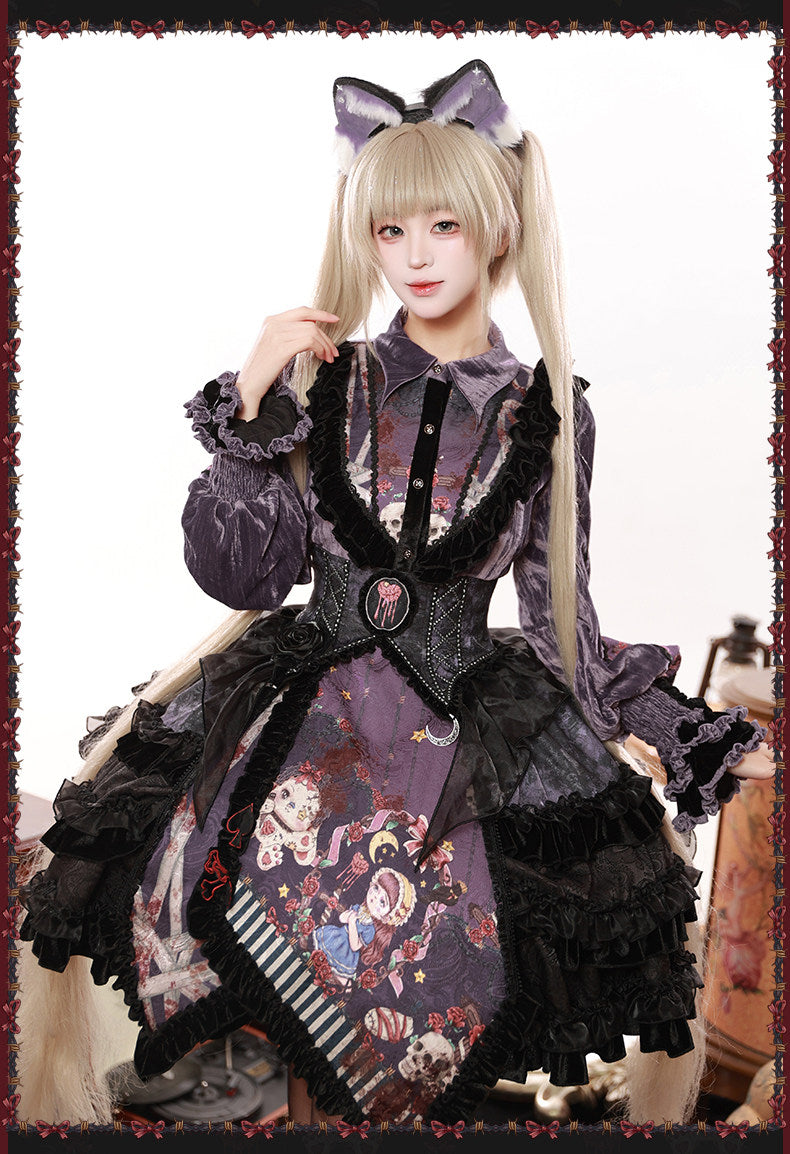 Werewolf Game Dark Gothic Fairy Tale Lolita Blouse & SK Skirt Set