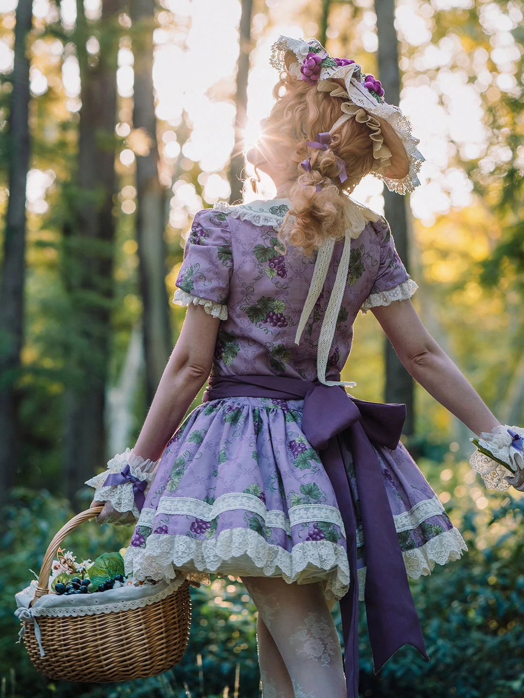 Purple Grape Manor Lolita Original Pastoral Style OP Dress