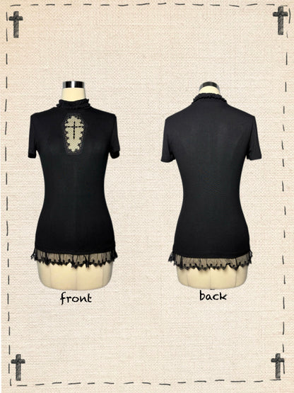 Gothic Cross Cut-Out Top & Skirt Set LE1036