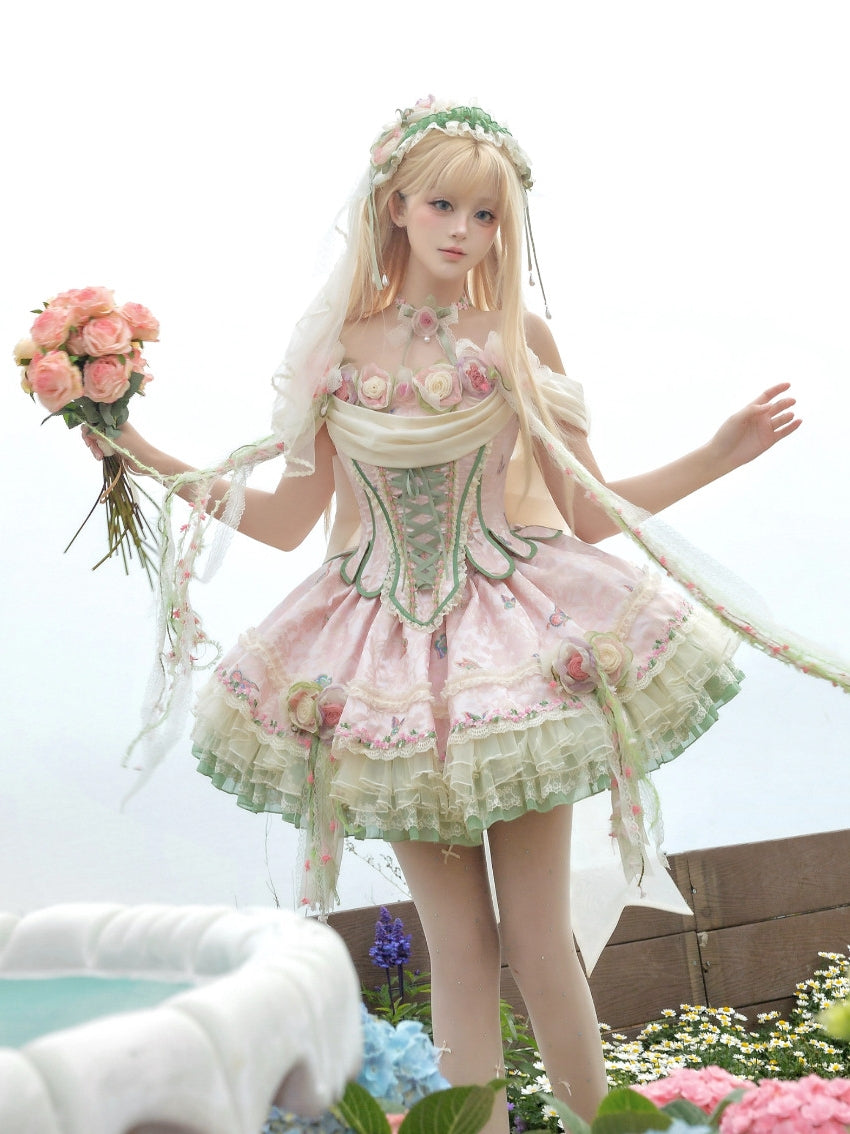Spring Ivy Vines Lolita Corset & Skirt Set