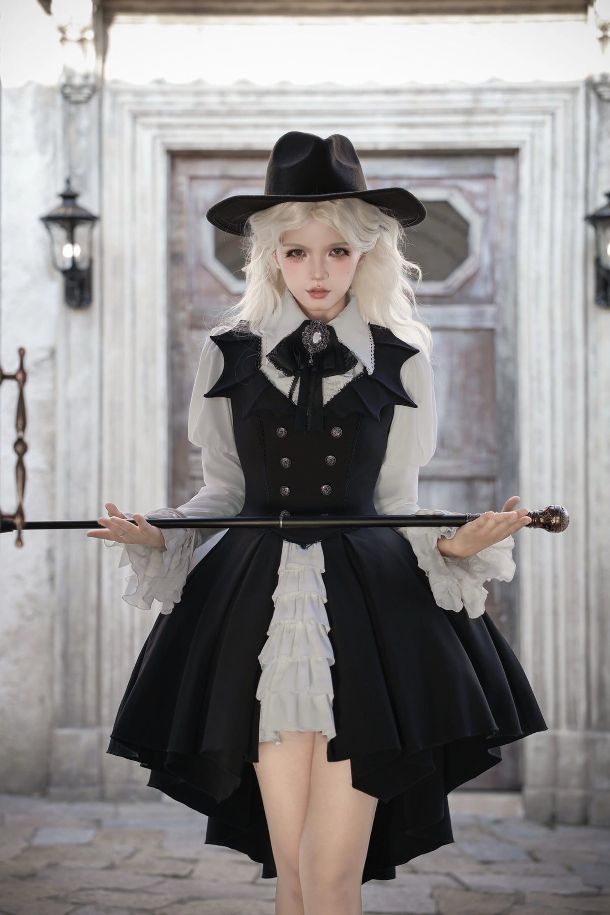 Bat Butler Black Gothic Lolita Corset JSK and Blouse Set