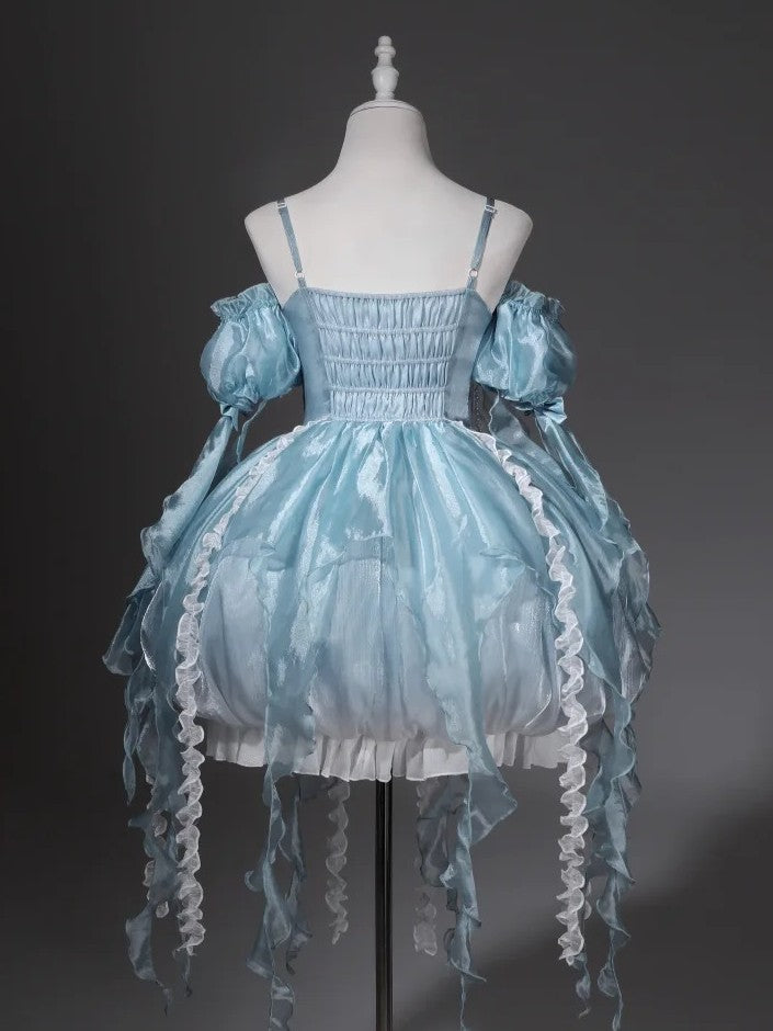 Dream Jellyfish JSK Sweet Lolita Suspender Dress Detachable Sleeves Set