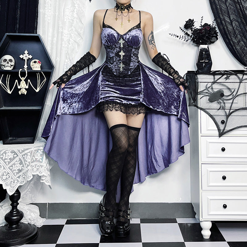 Lolita Gothic Halloween Purple Dress Set LG1016