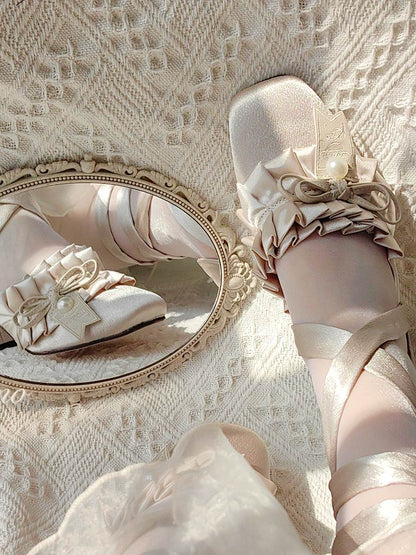 Lolita Sweet French Style Block Heel Mule Shoes